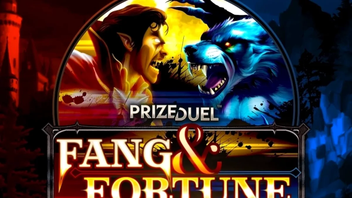 Tampilan visual slot Fang & Fortune dengan tema vampir dan manusia serigala
